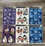 6 - Vintage Window Clings Sheets Christmas Winter New Year Holiday Old Stock. Fixed Price $15.00.