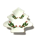 Christmas Holly Tree Dish Decoration Fine Porcelain Japan Red Green White Gold. Fixed Price $6.48.