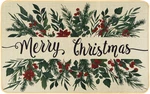 Merry Christmas Mat, Holly Leaves Xmas Non-slip Rubber 29X17". Fixed Price $18.17.