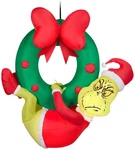 Gemmy Christmas Airblown Inflatable Grinch Hanging From Wreath Dr. Seuss, 4 Ft. Fixed Price $82.99.