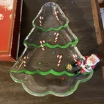 Gorham Winter Follies Tree Candy Dish Santa Christmas 8'' Crystal Glass. Fixed Price $20.00.