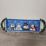 St. Nicholas Snowmen Square Button Up 16" Rectangle Treat Tray Cookie Platter. Fixed Price $18.96.