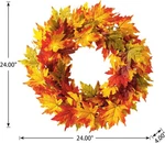Glitzhome 24 Inch Pre-lit Fall Wreath, Autumn For Front Door. Fixed Price $39.99.