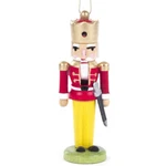 Wooden Nutcracker King Christmas Ornament - Red Jacket Sword Made Germany. Fixed Price $36.99.