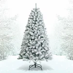 Topbuy 6' Hinged Artificial Christmas Tree W/ Metal Stand Premium Snow Flocked. Fixed Price $64.99.