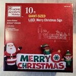 Merry Christmas Sign Led Airblown Inflatable 10' Wide Santa Elf Elves Ornament. Fixed Price $59.99.