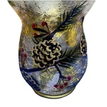 Vintage Christmas Pine Crackle Glass Votive Candle Holder Gerson International. Fixed Price $17.00.