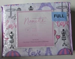 Nanette Paris France Love 4 Pc Full Double Sheet Set Pink Purple Polyester Nos. Fixed Price $20.59.