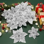 Alupssuc 24 Pcs Silver Poinsettia Christmas Flowers Artificial, Glitter Chris.... Fixed Price $30.34.