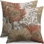 Vintage Floral Pillow Covers 18X18 Inch Set Of 2, Brown Rust Colored Flowers .... Fixed Price $23.84.