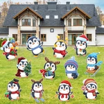 12 Pcs Christmas Yard Signs With Stakes - Penguin Winter Outdoor .... Fixed Price $14.56.