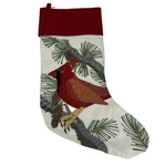 Pottery Barn Christmas Stocking Embroidery Cardinal Pine Cone Branch Bird Crewel. Fixed Price $44.96.