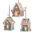 Kurt Adler Set Of Claydough B/o Led Gingerbread Candy House Ornaments D4043. Fixed Price $36.88.