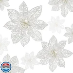 Wironlst 24 Pieces Glitter Poinsettia Flowers Christmas Tree Ornaments, Glitz. Fixed Price $27.99.