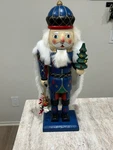 King Nutcracker Christmas Blue With White Fur Cape Tree Bells 12". Fixed Price $17.43.