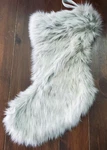 Wondershop Christmas Stocking Faux Plush Cream Gray Soft Furry 17" Lined. Fixed Price $10.49.