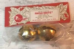 Vtg Shiny Brite Jingle Bells, Sleigh Gold Tone Christmas Ornament 2 Pack Nos. Fixed Price $10.95.