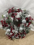 National Tree Company Flocked Christmas Wreath Evergreen Decorated 24 In. Fixed Price $19.98.