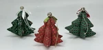 Set Of Vtg 3D Stuffed Fabric Christmas Tree Quilted Bells Floral Handmade. Fixed Price $20.00.