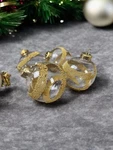 Christmas Ornament Bauble Glass Clear Gold Glitter Striped Holiday Decor Set 4. Fixed Price $19.79.