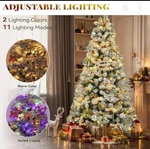 9FT Prelit Snow Flocked Christmas Tree With Remote Hinged Pine. Fixed Price $249.00.