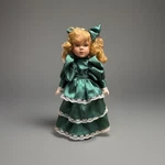 World Bazaars Inc. Porcelain Doll Blonde Curly Hair Green Dress Pa 2950TW. Fixed Price $12.99.
