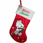 Snoopy Peanuts Christmas Stocking 19 Inch Red With Cuff By Kurt S. Adler. Fixed Price $15.99.