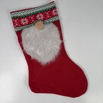 Red Gnome Christmas Stocking With Faux Fur Beard & Knitted Cuff Holiday Decor. Fixed Price $9.94.