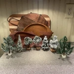 Fake Miniature Trees Lot Of 7 Some Lemax Artificial Xmas Village Vintage. Fixed Price $45.00.