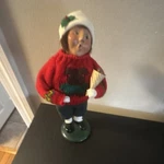 Christmas Boy Figurine Multicolor Red Sweater Hat Painted Mixed Materials. Fixed Price $22.49.