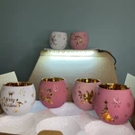 New Shmilmh Christmas Glass Tea Light Candle Holders Set Of 6 Pink & White. Fixed Price $22.50.