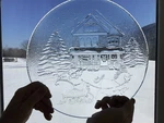 Vintage Libbey Clear Glass Sleigh Ride Round Christmas Serving Platter. Fixed Price $12.50.