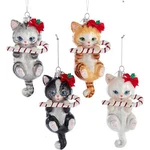 Kurt Adler Noble Gems Glass Cat With Candy Cane Ornaments, Assorted (pack Of 4). Fixed Price $42.04.
