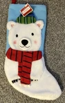 Teddy Bear Christmas Stocking 3D 18 Furry Santa Hat & Scarf Nwt. Fixed Price $7.00.
