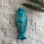 Fish Ornament Blue With Silver Glitter Christmas Holiday Sea Ocean Coastal. Fixed Price $9.95.