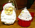 2PC Christmas Ornaments Holiday-santa Claus & Cupcake-shatter-proof 1041/1049. Fixed Price $9.99.