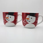 Crate And Barrel Snowman Black Top Hat Red White Mugs Set Of 12 Ounce. Fixed Price $22.00.
