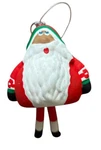 Christmas Tree Ornament Santa Claus Terra Cotta Clay Pottery Dangle Legs Bell. Fixed Price $23.00.