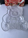 Vtg Mikasa Crystal Christmas Holiday Bear Platter With Box 11.5" (WY166/312). Fixed Price $18.45.