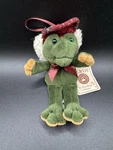 Boyds #562721 Green Velvet Frog Ornament W/plaid Hat Lamb's Wool Trimmed 2005. Fixed Price $11.95.