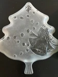 Christmas Candy Dish Crystal Clear 7.5" Frosted Tree Plate Decor. Fixed Price $17.06.