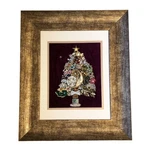 Vintage Costume Jewelry Christmas Tree Framed 19X16.5 Ooak Holiday Collage Art. Fixed Price $100.00.