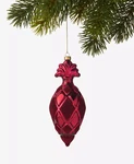 Red Glass Finial Drop Ornament, 6.5" Tall, Diamond Pattern, Holiday Lane Nwt. Fixed Price $13.89.