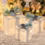 Set Of 3 Lighted Gift Boxes With 60 Led Lights, Plug-in Decorative Ornaments .... Fixed Price $45.39.
