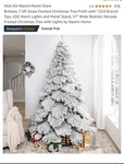 New Naomi Home Unopened Box 7.5 Foot Flocked Artificial Prelit Christmas Tree. Fixed Price $150.00.