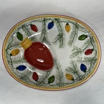 1998 Clay Art "holiday Lights" Chip 'n Dip Set (12.5 X 16.5). Fixed Price $42.50.