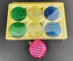 7 Vtg Napco Assorted Colors Waffle Oblate Ball Glass Christmas Ornaments Nib 3''. Fixed Price $69.99.