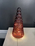 Red Mercury Glass Light Up Christmas Tree With Timer 11.5". Fixed Price $27.00.