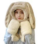 Women Cute Rabbit Ear Plush Beanie Cap Outdoor Fluffy Bunny Hat Scarf Set Ind.... Fixed Price $41.00.