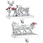 Merry Christmas Stocking Holders Set Of 2 - Reindeer Mantle Stockin.... Fixed Price $37.31.